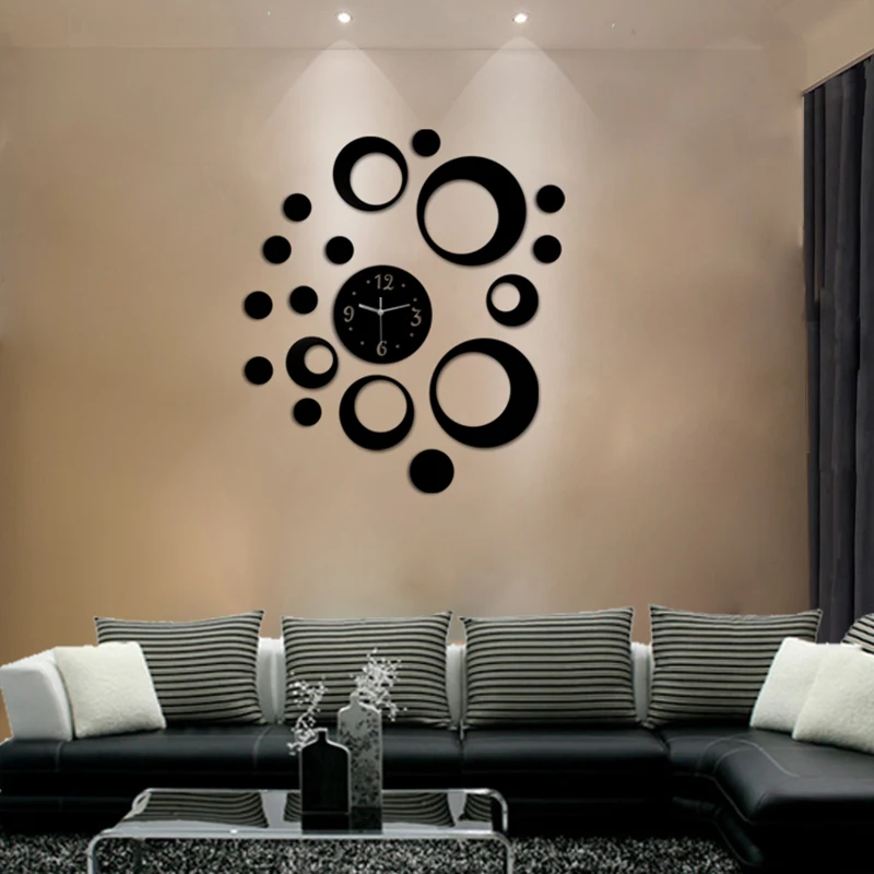3D большие зеркальные настенные часы стикер DIY креативный домашний Декор