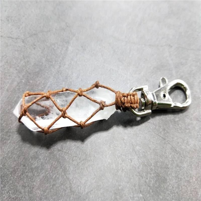 Natural Stone Keychains Irregular Braid Crystal Column Pendant for DIY Car Key Rings Chains Chain Women New | Украшения и