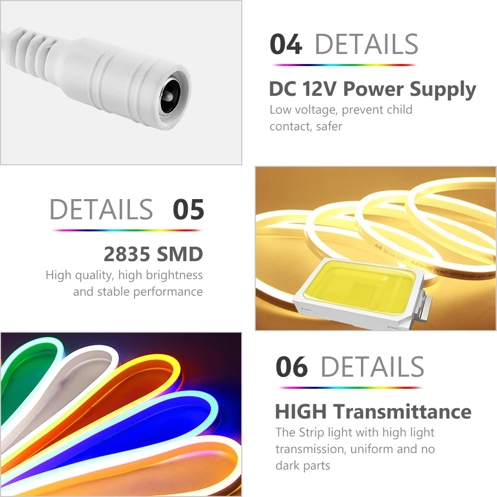 

Neon Light 12V Waterproof LED Strip Lights 1 2 3 4 5m SMD 2835 120LEDs/M Flexible Rope Silicone Tube Home Party Decoration