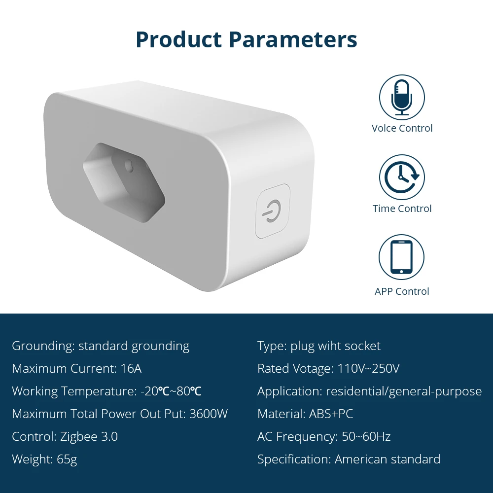 

Yagusmart Zigbee Smart Socket Tuya Brazil 16A Outlets BR Plug Wireless Energy Monitor Work For Alexa Google Home Voice Control