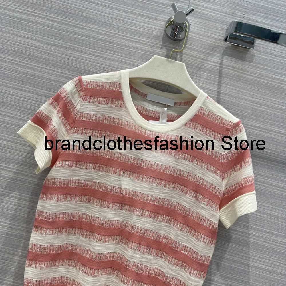 

Женская Повседневная футболка в полоску, льняная трикотажная футболка с градиентом, весна-лето 2021