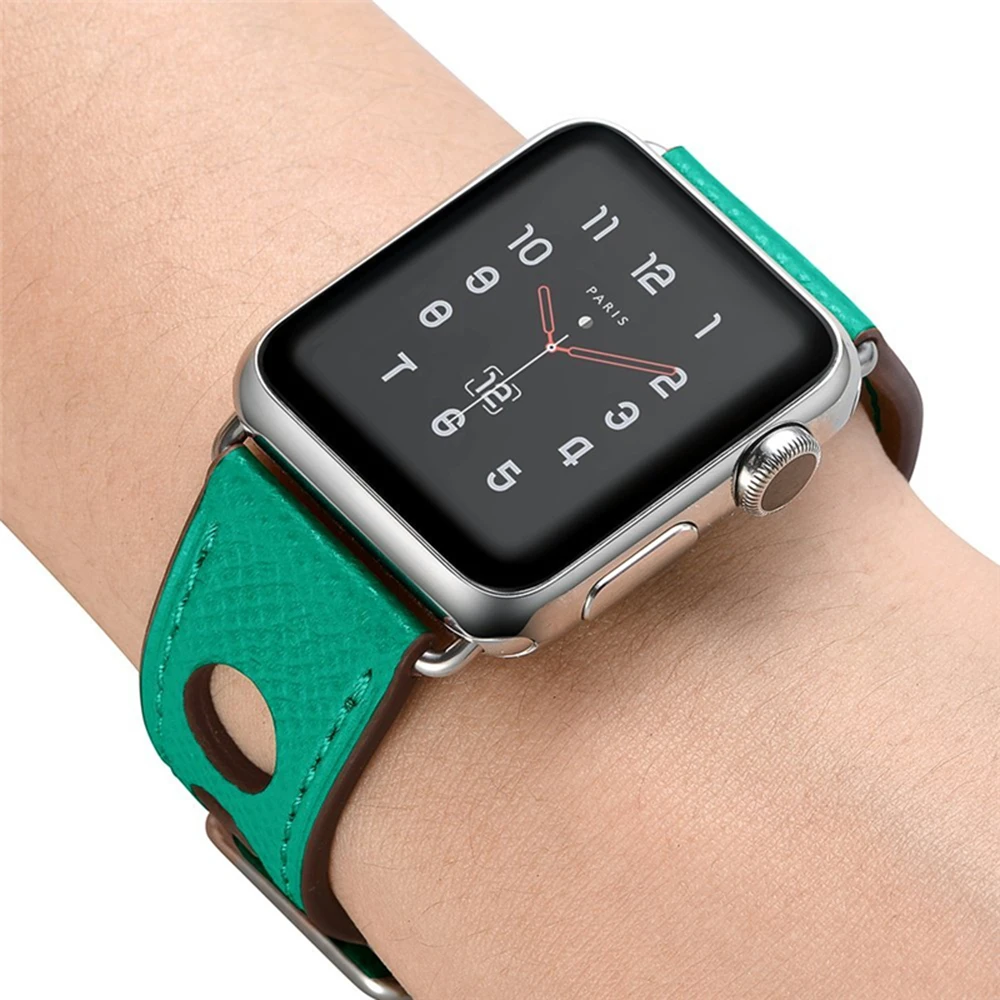 Последняя модель ремешка для Apple Watch 3 2 1 38 мм 42 мм мягкий три отверстия кожаный водостойкий ремешок для Iwatch серии 5 4 44 мм 40 мм