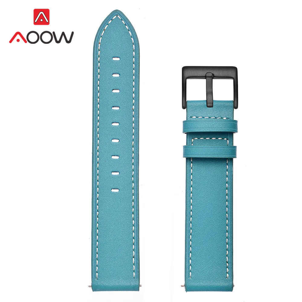 20 мм ремешок из натуральной кожи для samsung Galaxy Watch Active 42 мм gear S2 huawei Garmin vivoactive Amazfit BIP Молодежный браслет