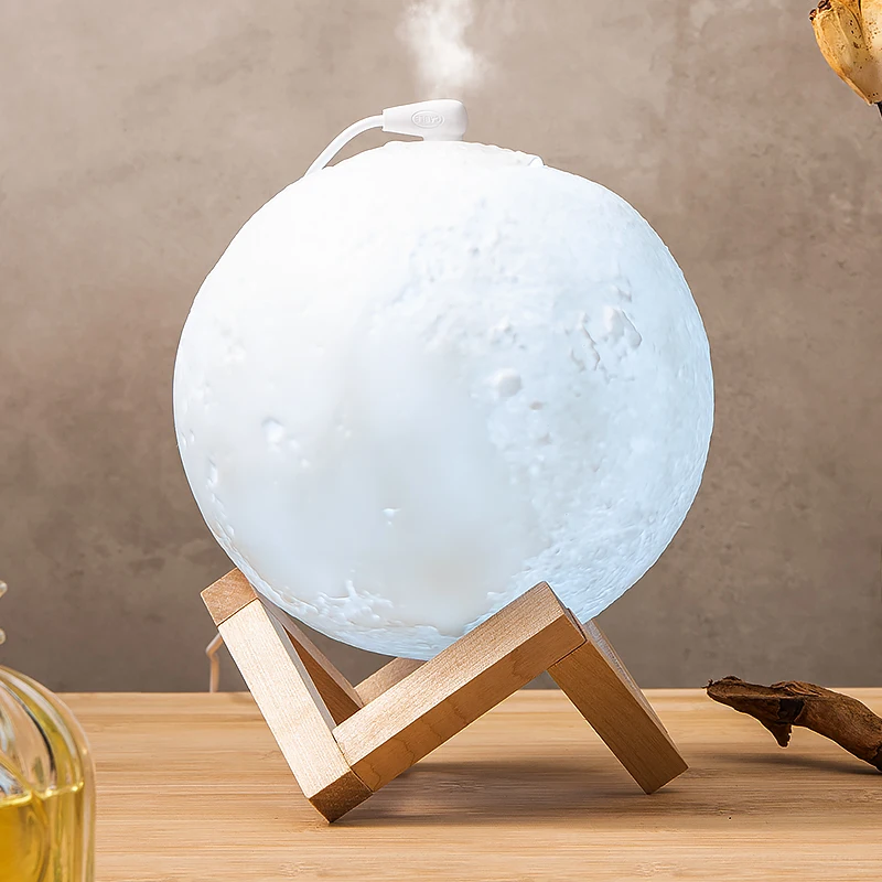 

880ML Ultrasonic Moon Air Humidifier Electric Aroma Diffuser LED Night Lamp USB Ultrasonic Mini Essential Oil Christmas Gift