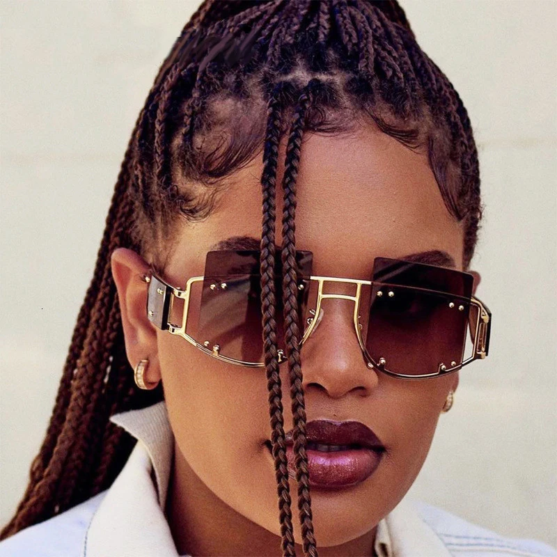 Роскошные брендовые Квадратные Солнцезащитные очки больших размеров женские