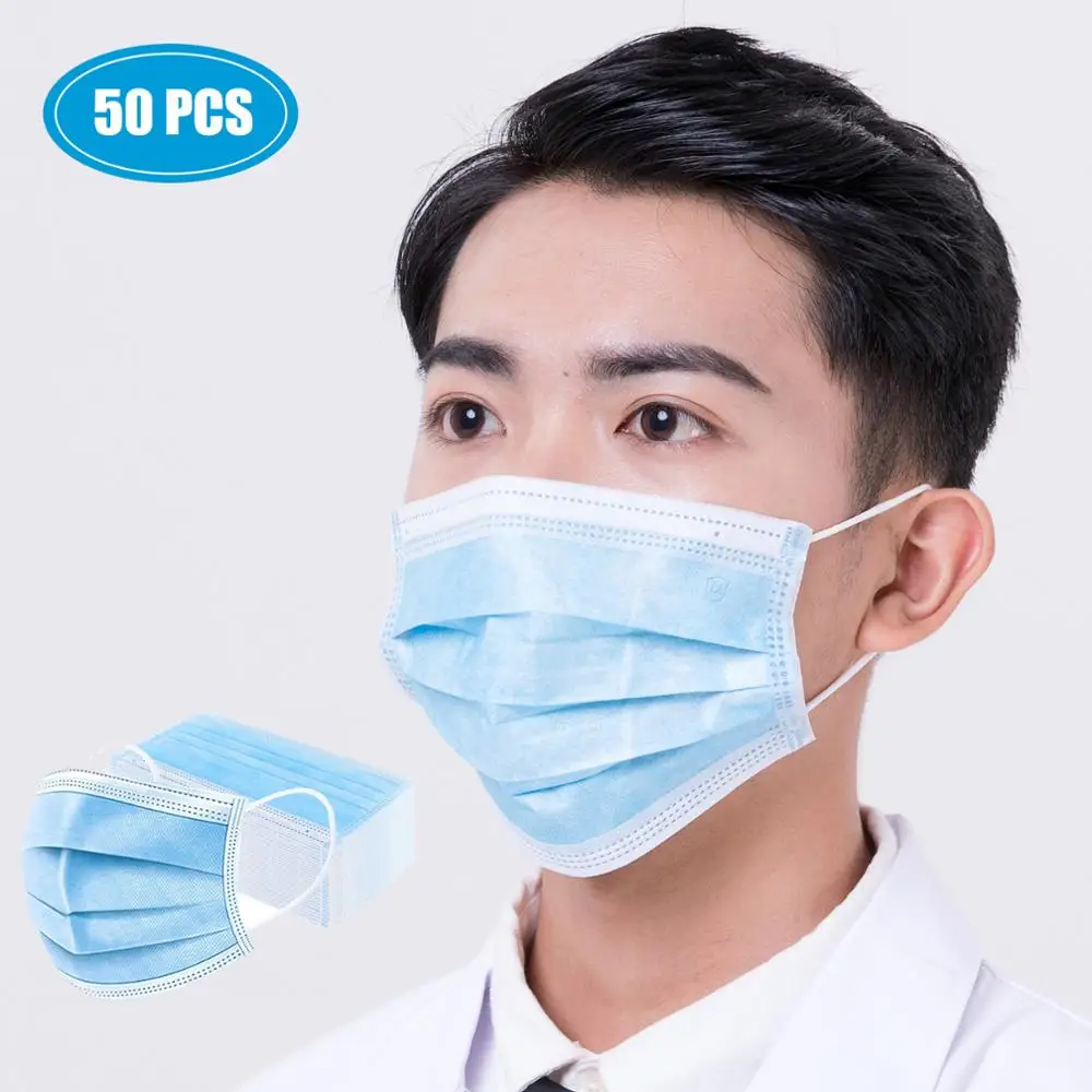 50 шт. 3 слойная маска для рта противопыльная лица угольный фильтр Ветрозащитная