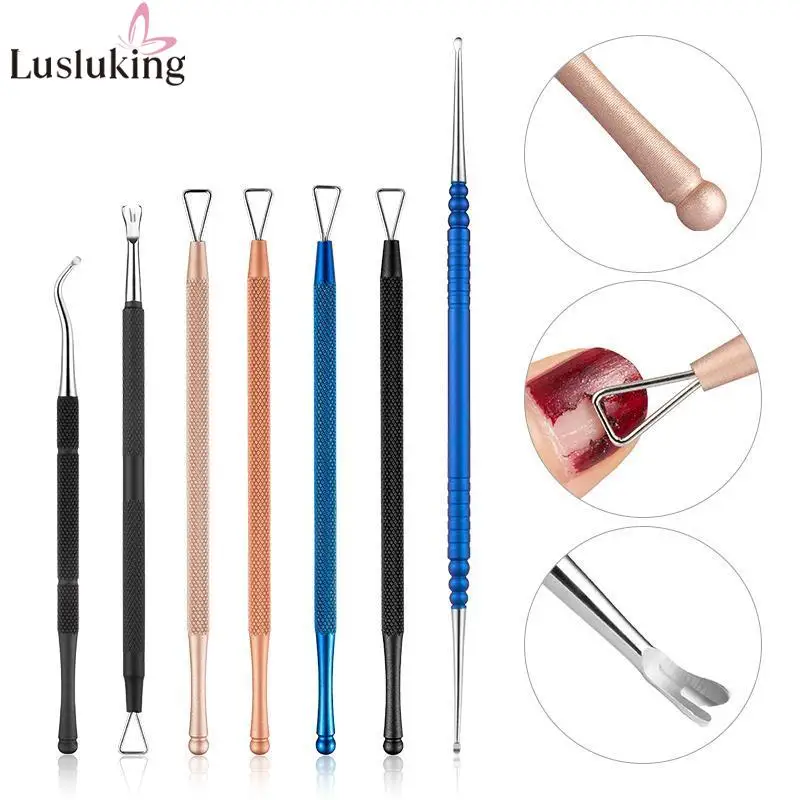 

Stainless Steel Triangle Stick Rod Nail Art UV Gel Polish Remover Dead Skin Fork Manicure Toenail Clean Hook Pedicure Care Tool