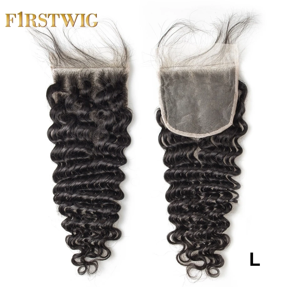 HD Прозрачная швейцарская кружевная кудрявая глубокая волна 4x4 закрытие