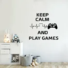 Игровой контроллер Keep Calm And Play Наклейка на стену с цитатами, виниловый Декор для дома, игровая комната для мальчиков, наклейки, настенная переводная пленка