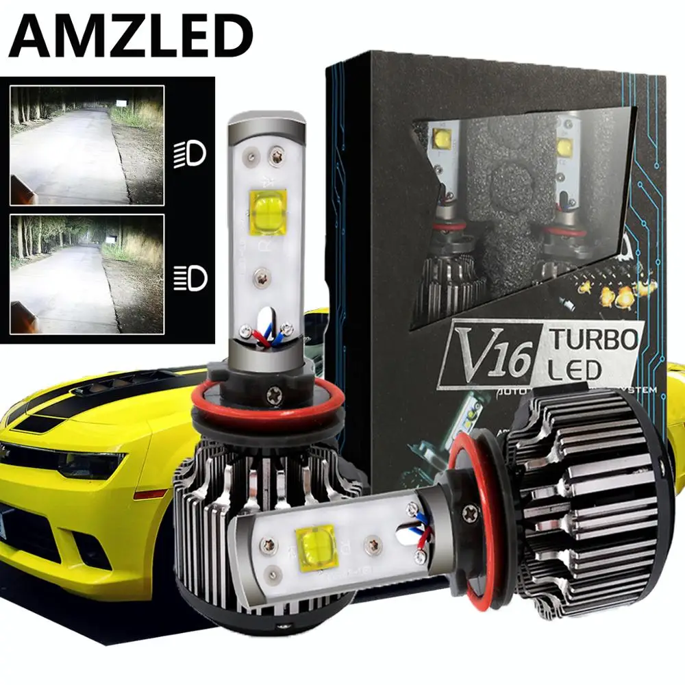 

AMZLED V16 H4 LED H7 Светодиодные Автомобильные фары комплект 50 Вт 10000лм H1 H11 9005 HB3 9006 HB4 H8 противотуманные лампы 12 В 6000 К Автомобильные фары рабочий св...