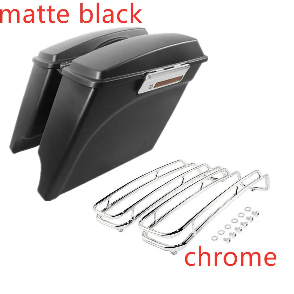 Motorcycle 5" Stretched Extended Saddlebags W/ Top Rail Guard For Harley Touring 1994-2013 Road King Ultra Street Electra Glide |