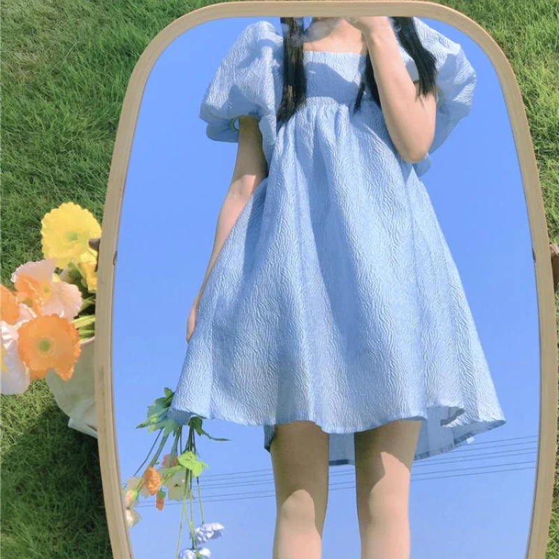 

Summer Kawaii Lolita Dress Women Japanese Lolita Sweet Puff Sleeve Designer Fairy Dress Female Casual Party Holiday Dress 2021