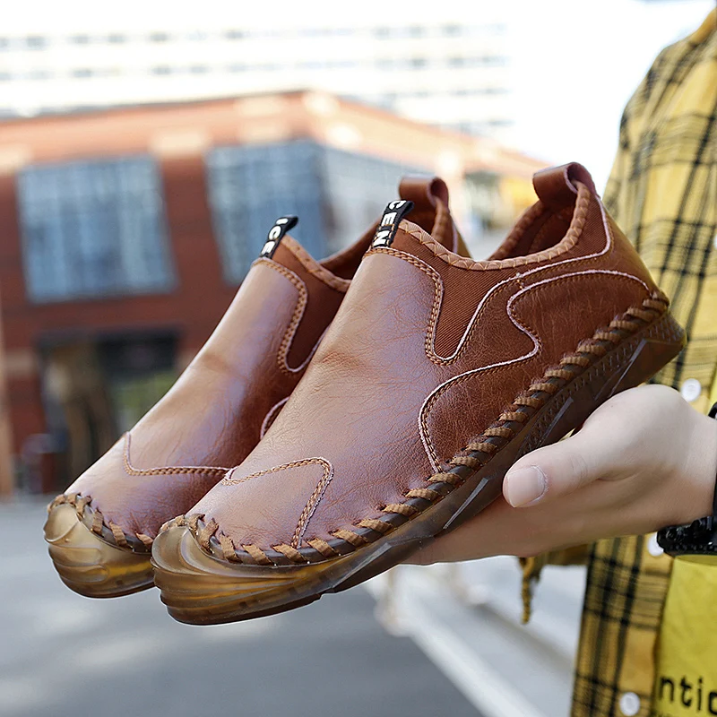 

Мужские кожаные туфли, Мокасины, модная повседневная обувь, спортивная обувь ручной работы, высококачественные туфли на плоской подошве, св...