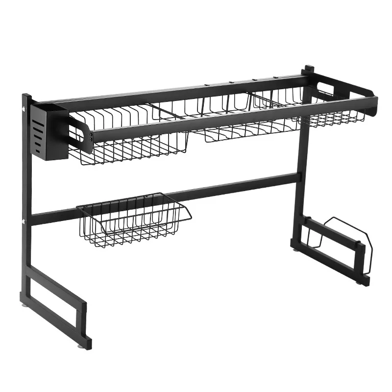 

85cm Stainless Steel Kitchen Shelf Organizer Dishes Drying Rack Over Sink Drain Rack Kitchen Storage Countertop Utensils Holder