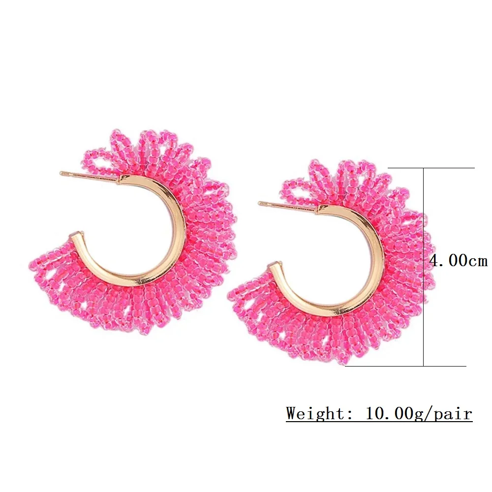 

Fashion 2020 Bohemian Tassel Beaded Pendant Earrings For Women Boho Oorbellen Gold Metal C Shape Geometric Earring Jewelry Gift