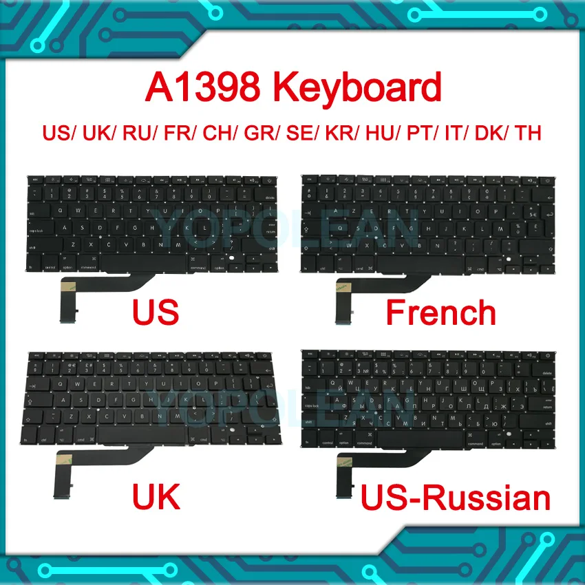 Новая клавиатура A1398 английская американская испанская французская немецкая