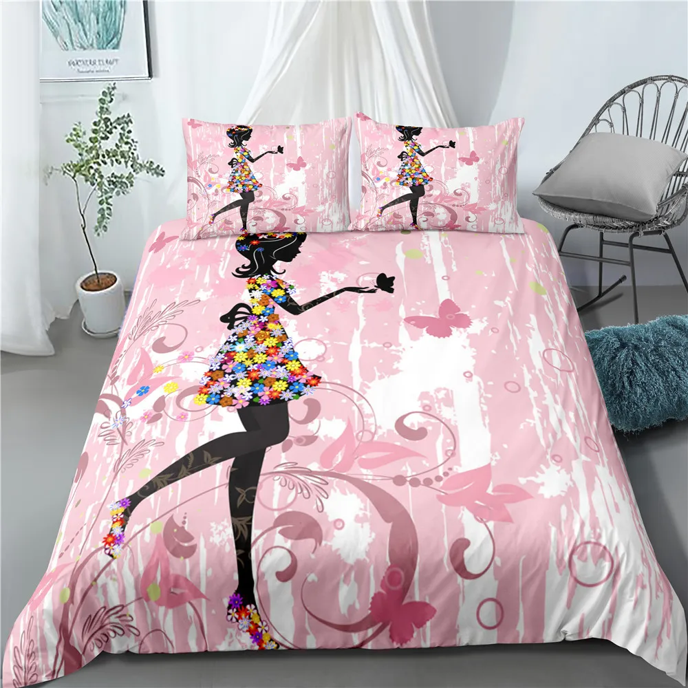 Комплект постельного белья с цветами Феи девочкой 3 шт./компл. простыня для