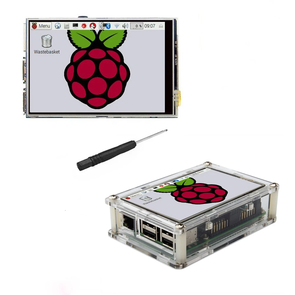 Raspberry Pi 4/3 Model B 3 5 &quotсенсорный ЖК-дисплей Прозрачный Акриловый чехол стилус |