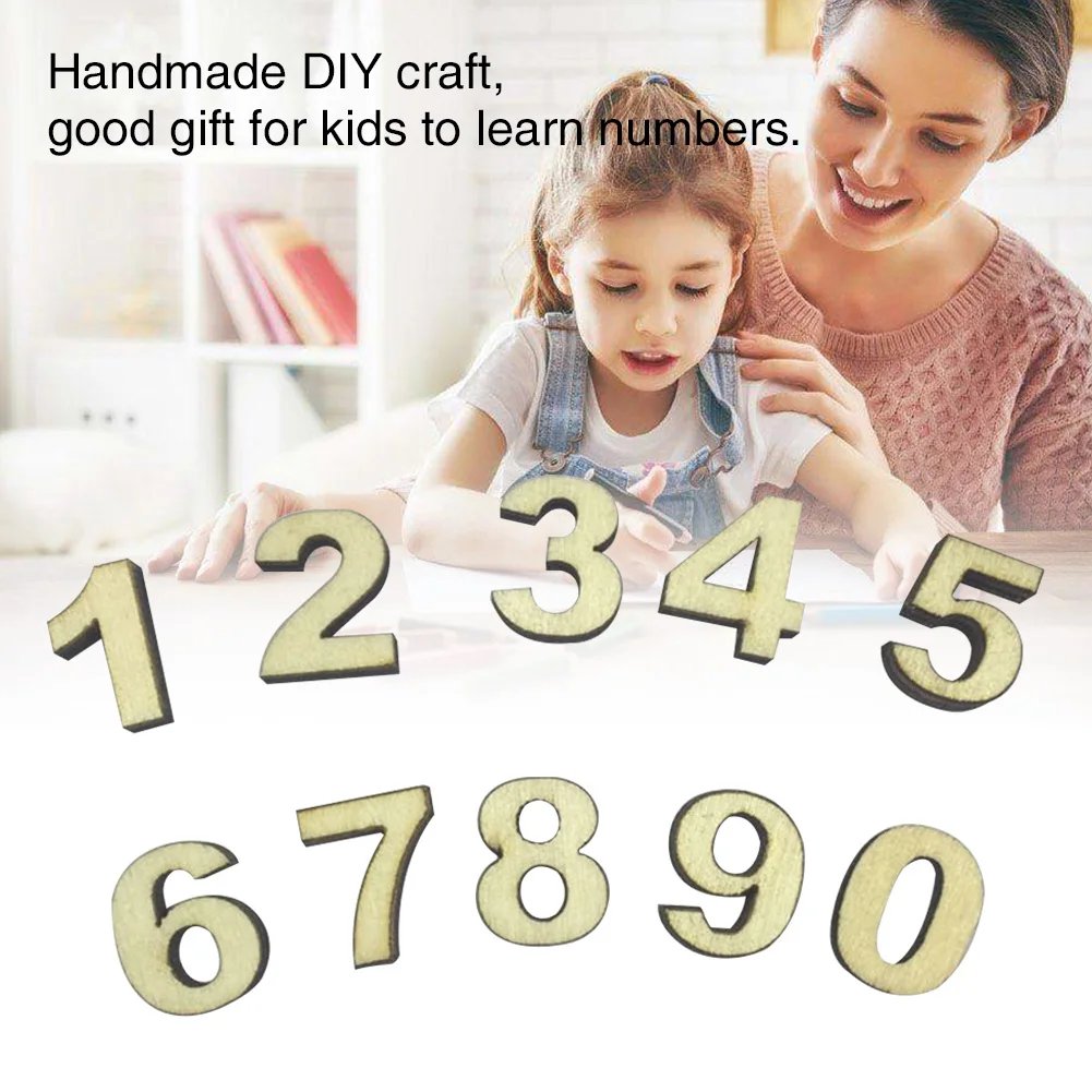 

100pcs Supplies Small Craft Making Educational Toys Gift Home Decor Wedding Wooden Number Card DIY Embellishments