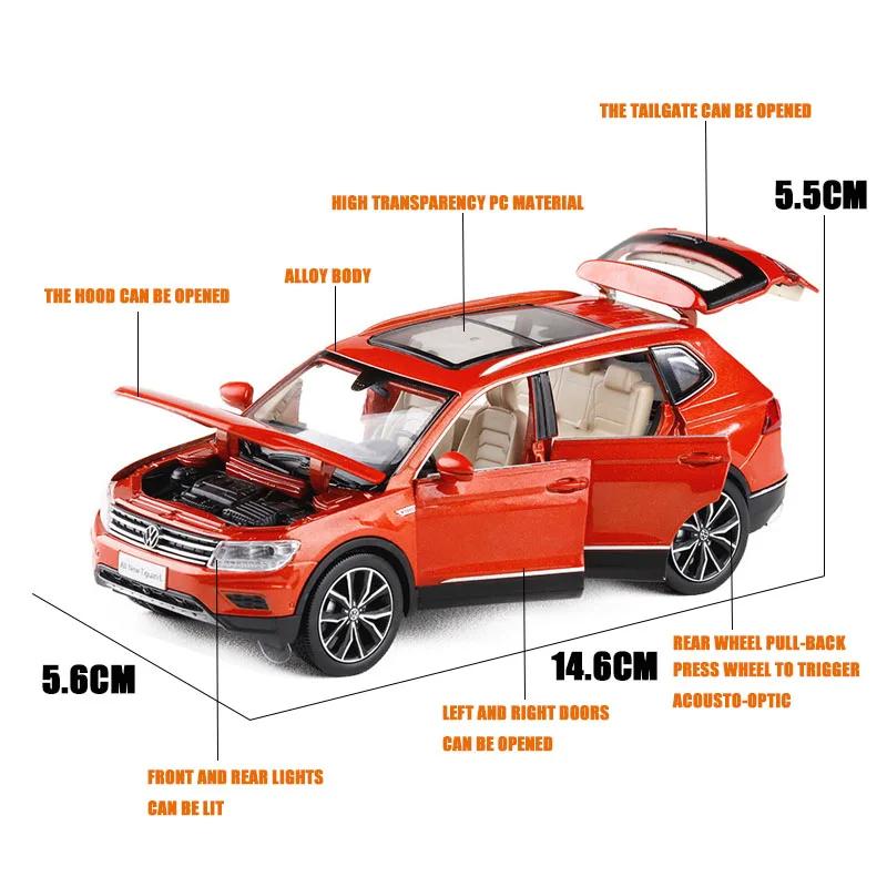 Модель автомобиля VW Tiguan L из сплава 1/32 Литые и игрушечные автомобили бесплатная