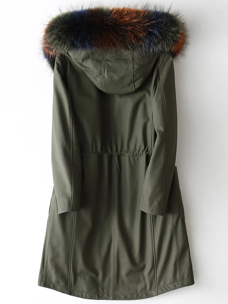 Женская длинная куртка из натуральной кожи зимние пуховики с капюшоном и