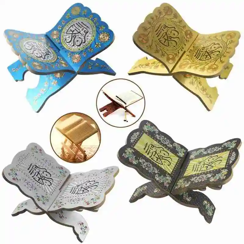 

Folding Eid Mubarak Wooden Bible Crafts Unique Book Racks Decoration Prayer Home Decor Holder