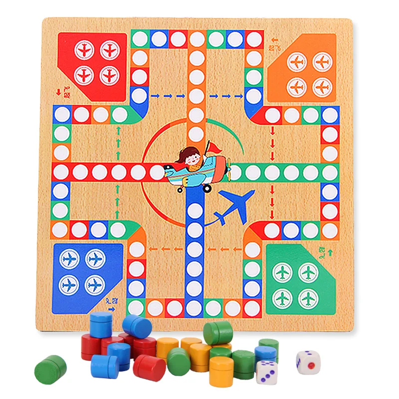 

Board Game Flying Chess Wood Set Pop Board Game Interactive Chess Educational Toys Flying Chess for Children Flying Chess BG50FC