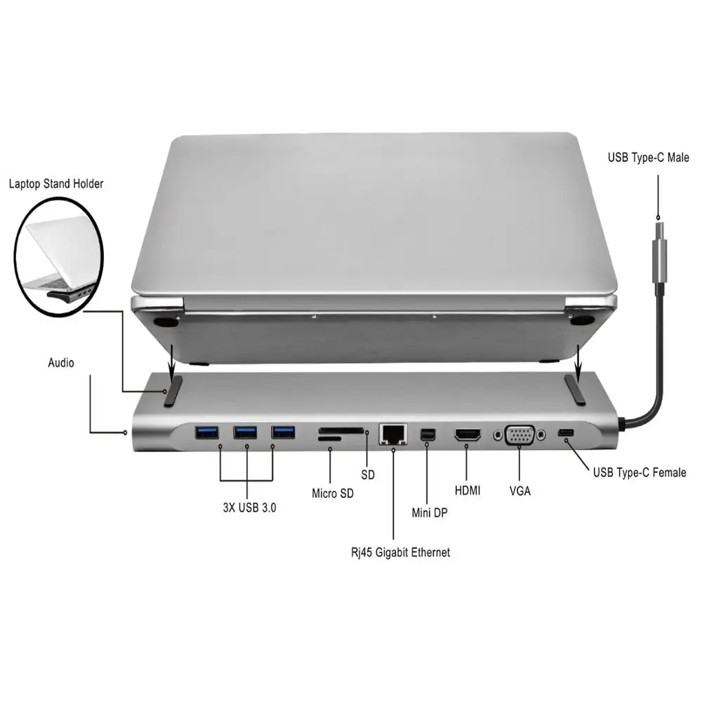Type C 3 1 док станция алюминиевый многофункциональный концентратор Macbook Pro для