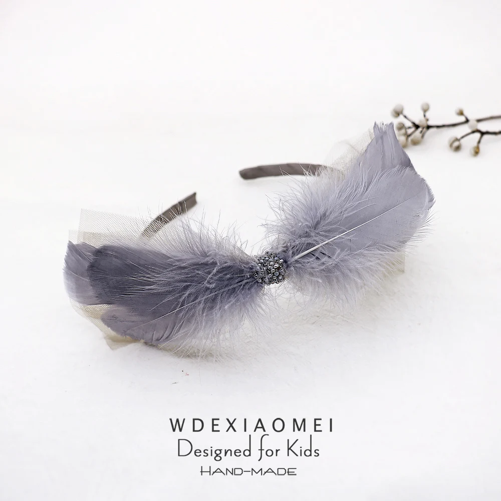 

Fascinator Bow Crystal Feather Headband for Girls Women HairBand Hair Hoop Cocktail Party Headwear Fashion Kids Hair Accessories