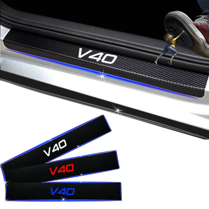 4 шт. виниловые наклейки на пороги автомобиля из углеродного волокна|Лепнина для
