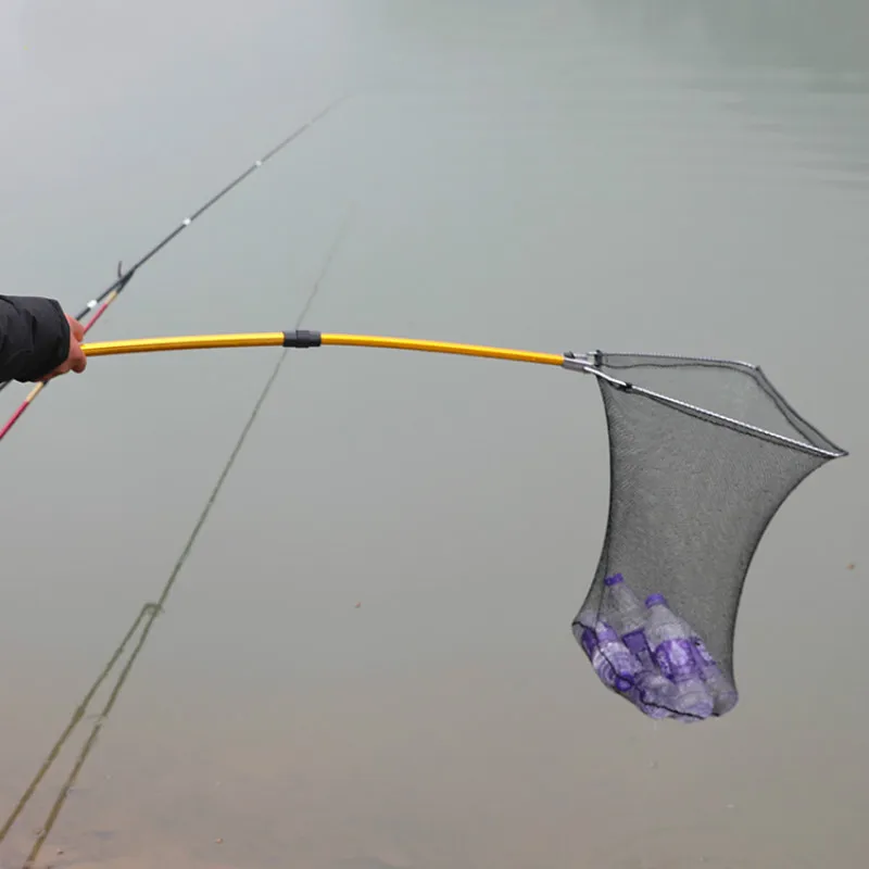 190cm Triangular Dip Net Folding Dip Net Pole Aluminum Alloy Ultra Light and Super Hard Portable Fishing Net Bag Fishing Tackle enlarge