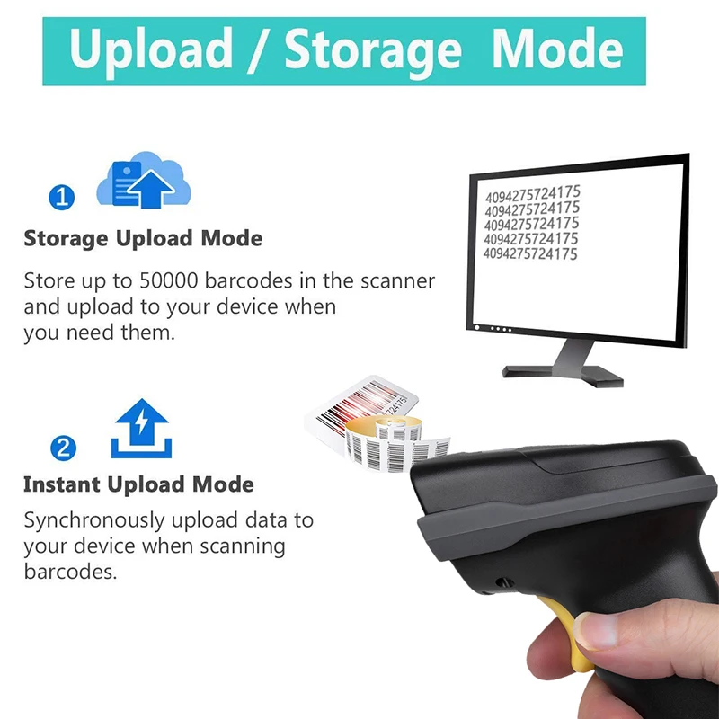 Сканер штрих-кода HSTEM 1D 2D Портативный 2 4G Bluetooth беспроводной USB проводной