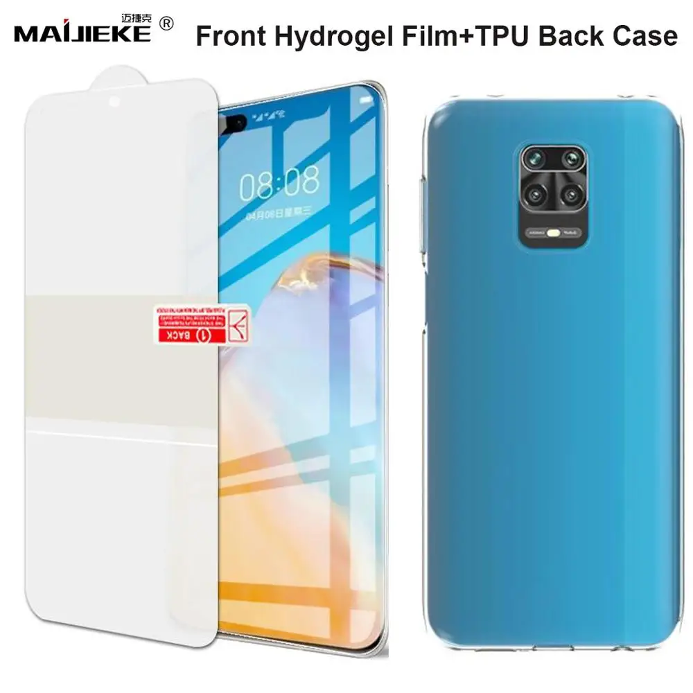 

2 in 1 Front Hydrogel Film+Back TPU Case for Xiaomi Redmi note 9s Note 9 pro max Screen Protector Cover Back Cover nano Film