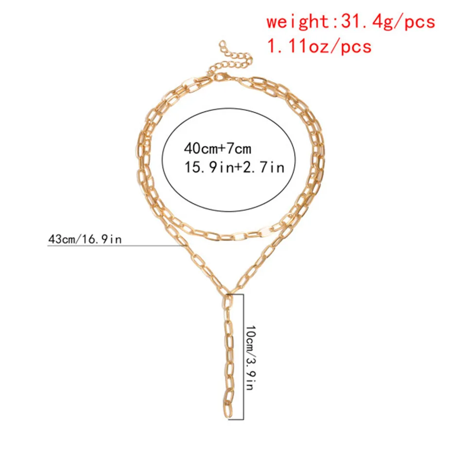 Ingemark Multi Layer Twist Lock Thick Choker Necklace Collares Steampunk Men Chunky Chain Long Tassel Necklace for Women Jewelry