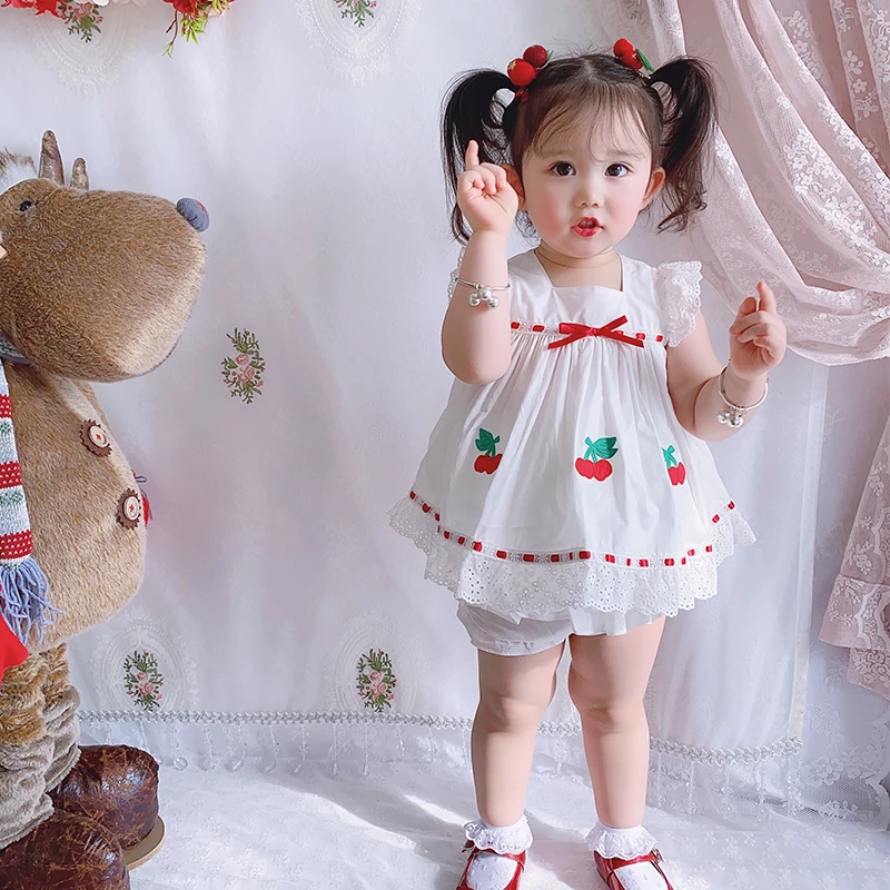 При индивидуальном заказе Винтаж Платья для малышей костюм с вышитыми вишенками