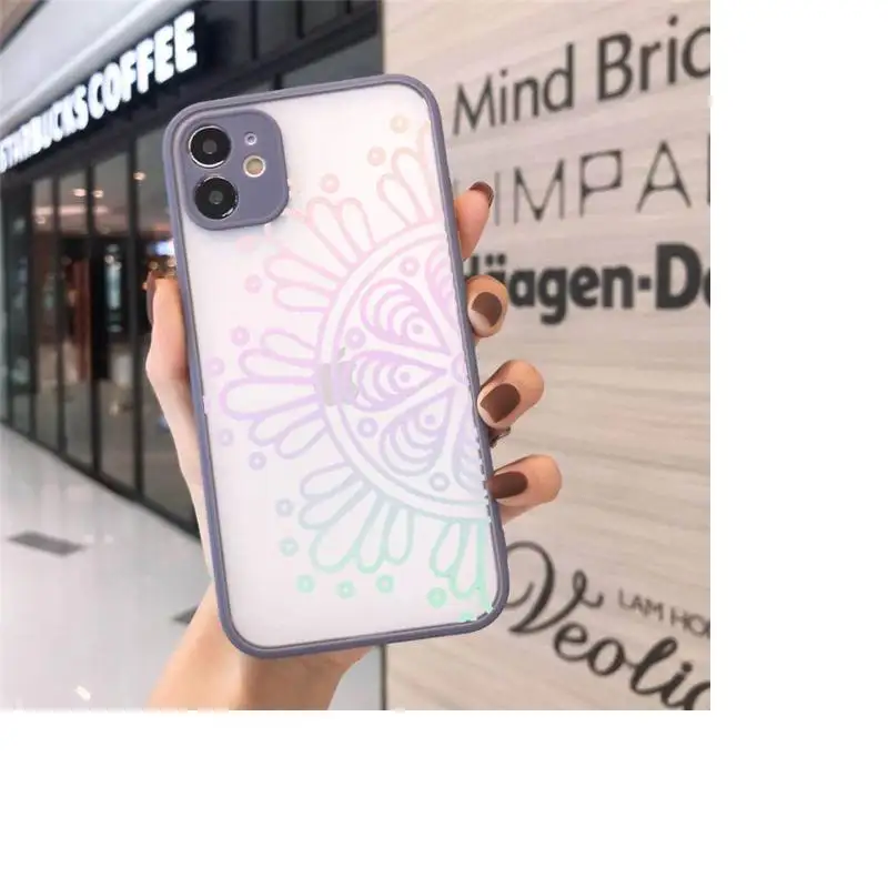 

Mandala Lace Flower art pattern Phone Cases matte transparent For iphone 7 8 11 12 plus mini x xs xr pro max cover