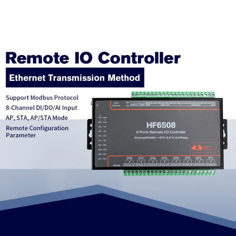 Industrial 8 DI 8 DO 8 Way IO Controller Ethernet RS485 8channel Remote Relay Ethernet Remote Controller 8-way network relay