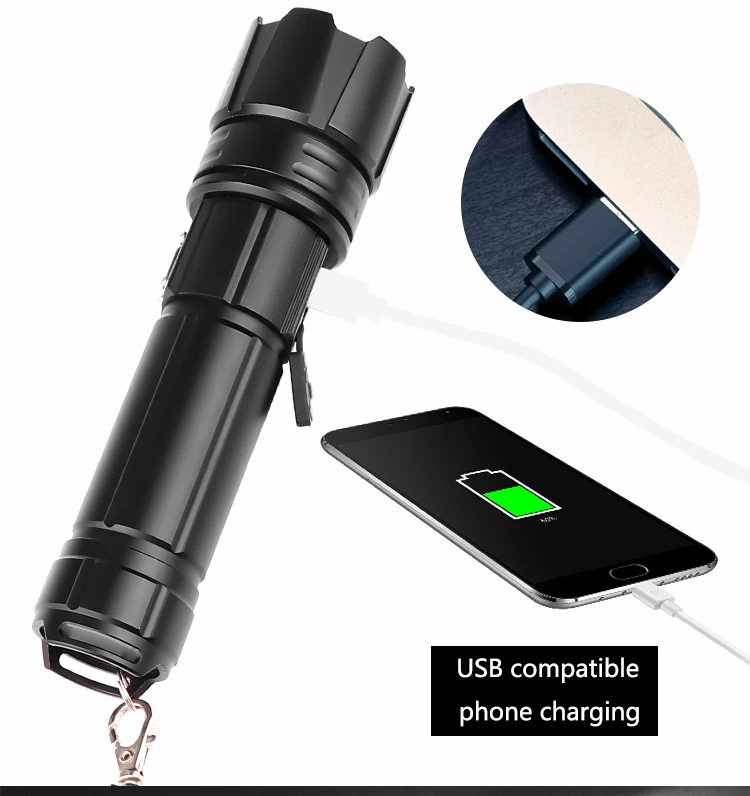 Мощный светодиодный фонарик XHP50 18650 лм с USB зарядкой масштабируемый фонарь