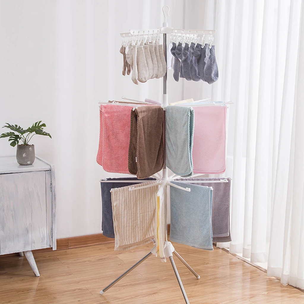 

Premium Large Foldable Rolling Clothes Laundry Drying Rack Stainless Steel Heavy Duty Rod