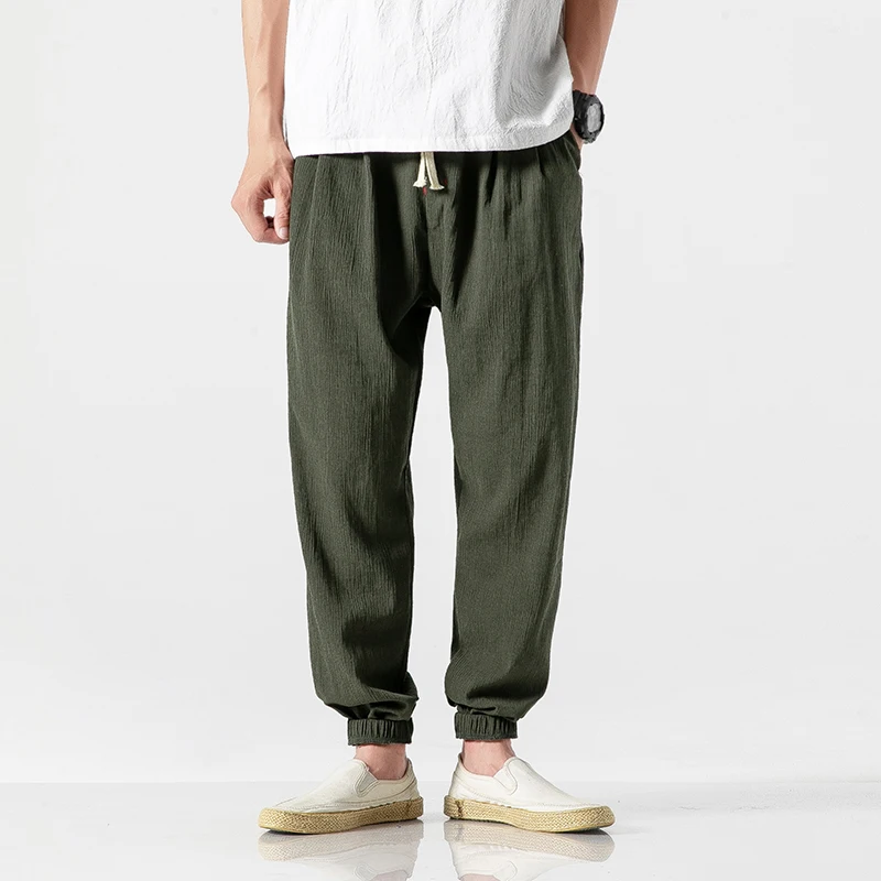 

Men's Cotton Linen Chinese Style Harem Jogger Pants Sweatpants Men's Casual Lightweight Spring Summer Joggers Trousers