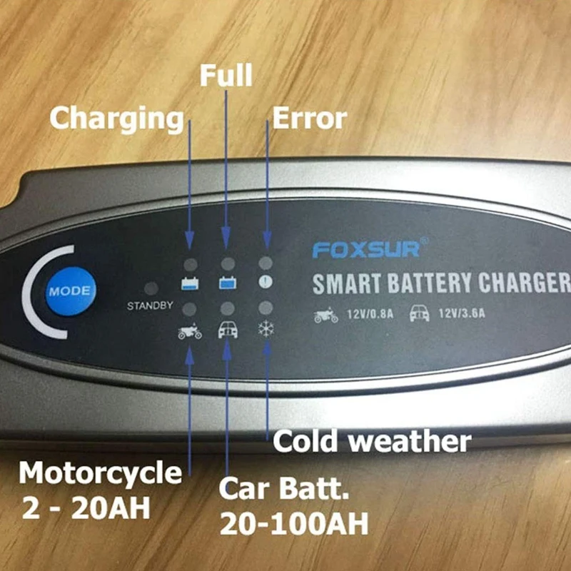 FOXSUR 12V 5 Stage полностью автоматическая умная батарея зарядное устройство для
