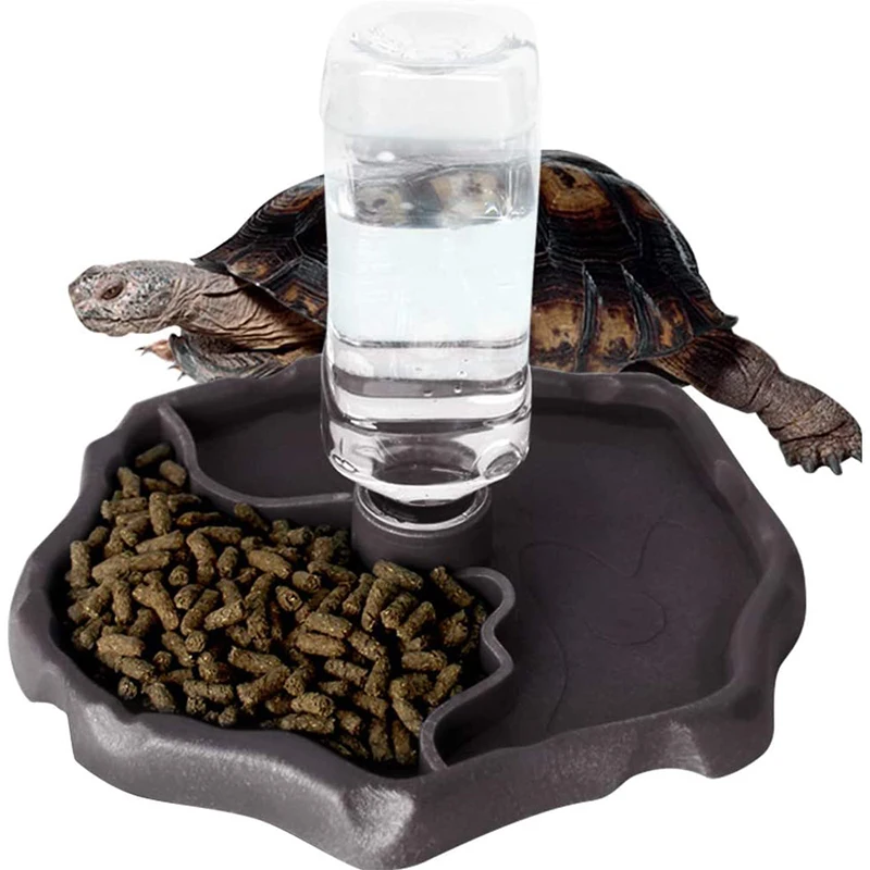 

Reptile Feeders Waterer Automatic-refilling Turtle Water Dispenser Bottle Tortoise Food Water Bowl Feeding Dish for Lizards