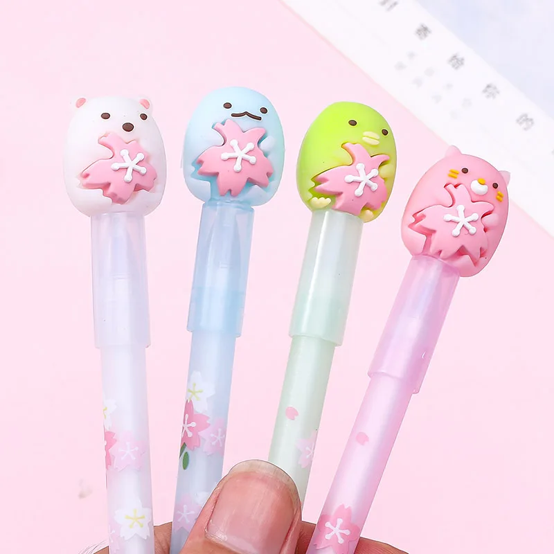 4 шт./партия Sumikko Gurashi вишня стираемая гелевая ручка милый 0 5 мм синие чернила для