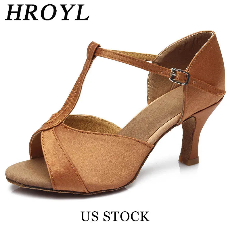 

US-Stock Dance Shoes For Women Latin Shoes Sandals Ballroom Dance Shoes Salsa Shoes 7CM Heel Indoor Dancing Shoes 2020 Newer