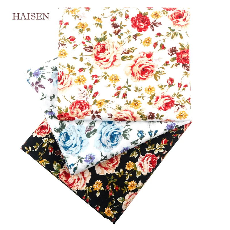 Простая хлопчатобумажная ткань Haisen в стиле розы с принтом сделай сам квилтинг и