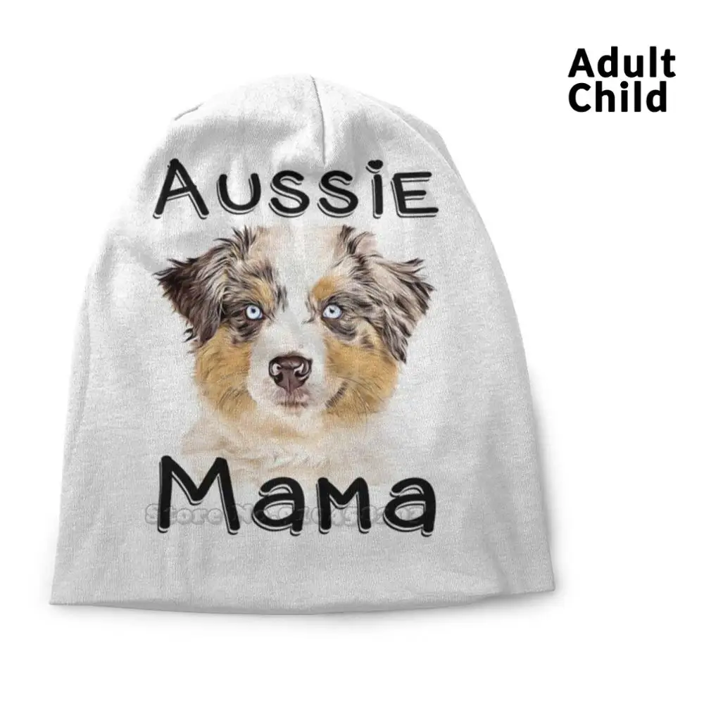 

Australian Shepherds Aussie Dog Mama Knitted Cap Casual Beanies Hip-Hop Hat Australia Shepherd Dog Dogs Breed Aussie Australian