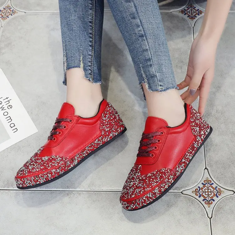 Кроссовки женские блестящие на плоской подошве люксовые модные сникерсы со