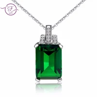 s925 sterling silver necklace blue pendant natural gemstone necklace emerald sapphire gemstone pendant
