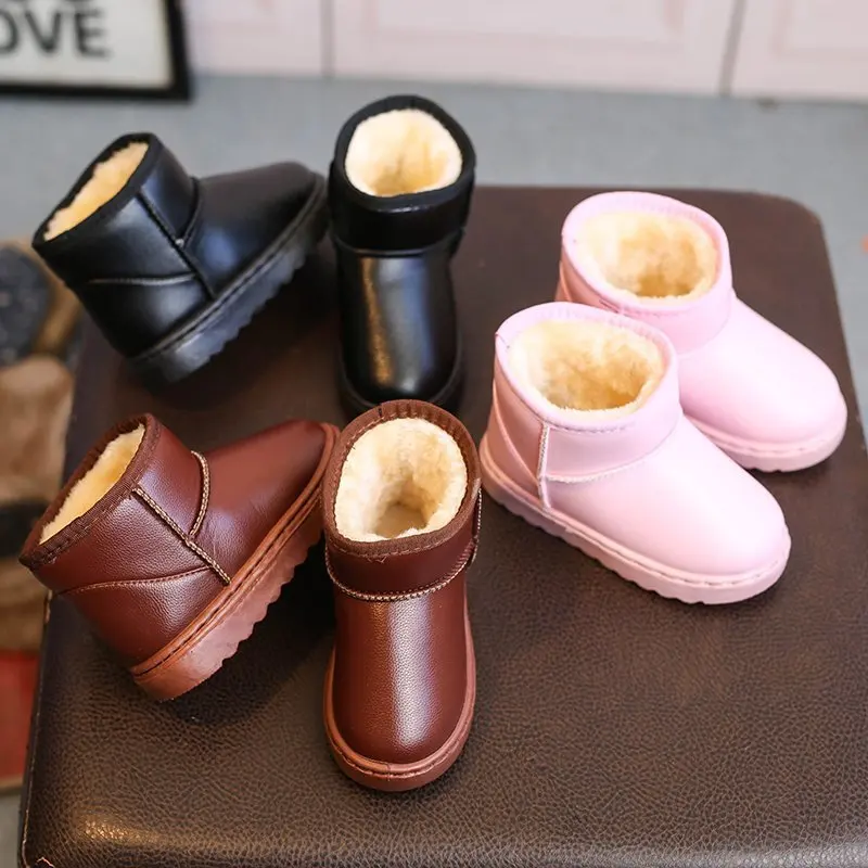 

Теплые детские зимние ботинки для малышей, новая зимняя обувь принцессы с мультяшным рисунком, Нескользящие ботинки на плоской подошве для ...