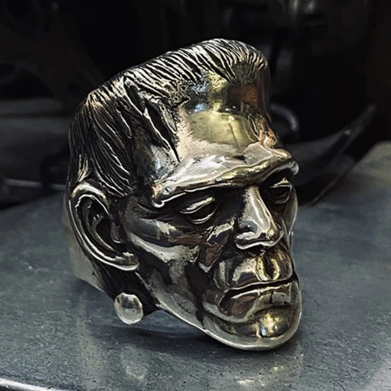 

Fashion Frankenstein Face Rings for Men And Women Cool Horror Scientist Stainless Steel Biker Ring Punk Hip Hop Jewelry